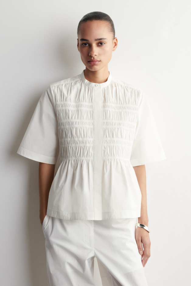 Ruched Cotton Blouse